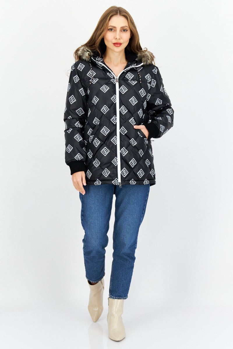 Eddie Bauer x Baja East Women Long Sleeves Allover Print Hooded Puffer Jacket, Multicolor - Image 4