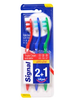 Signal Signal Triple Clean Medium 2+1Toothbrush , Multicolor 
