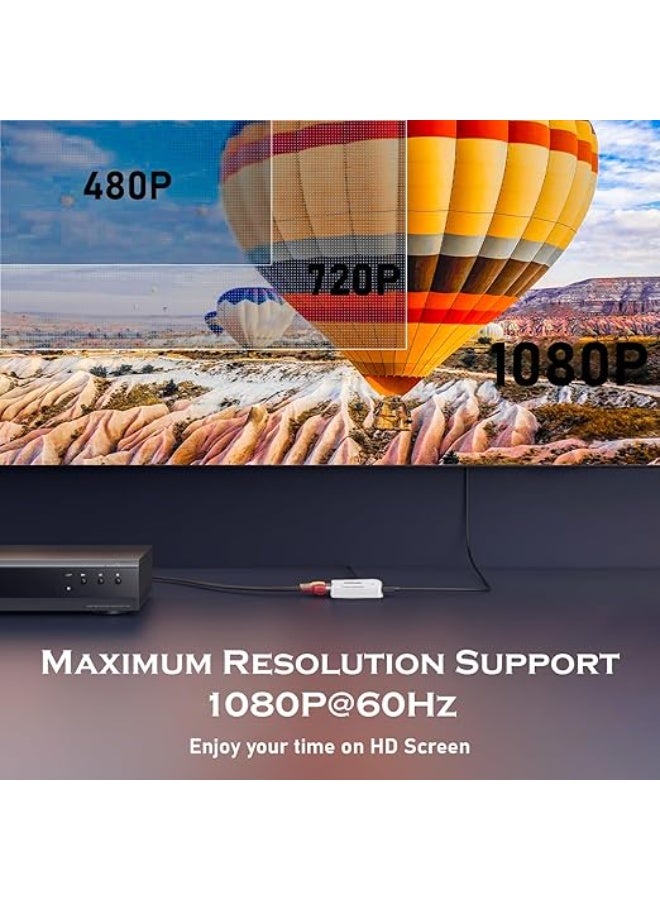 محول RCA إلى HDMI – محول AV إلى HDMI بدقة 1080p مع كابل طاقة USB، يدعم بلايستيشن وDVD وأجهزة العرض (أبيض)  - Image 5