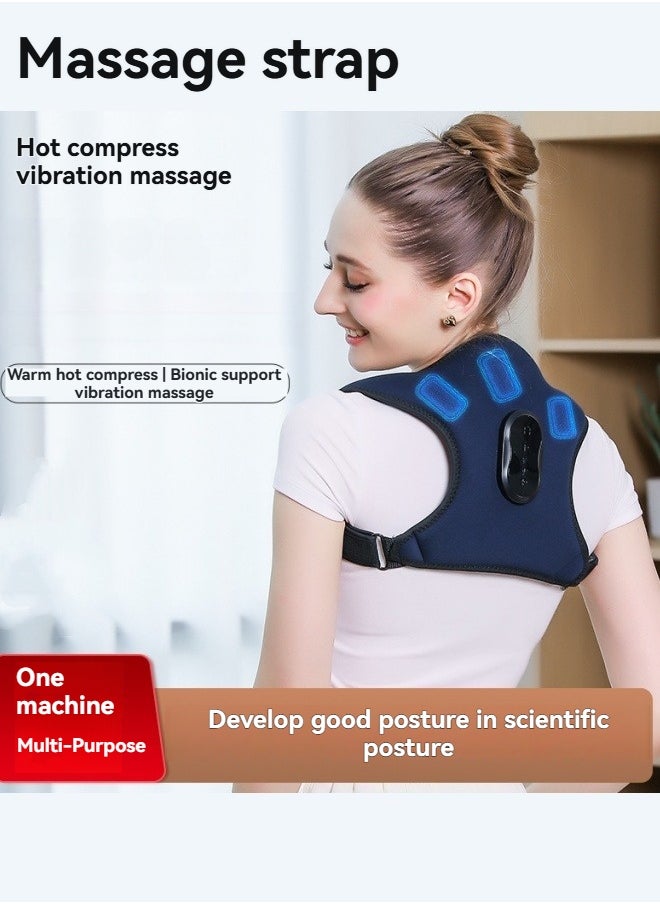 M MIAOYAN Multifunctional massage back strap vibration hot compress massage correction belt sitting posture corrector shoulder back massager  - Image 1
