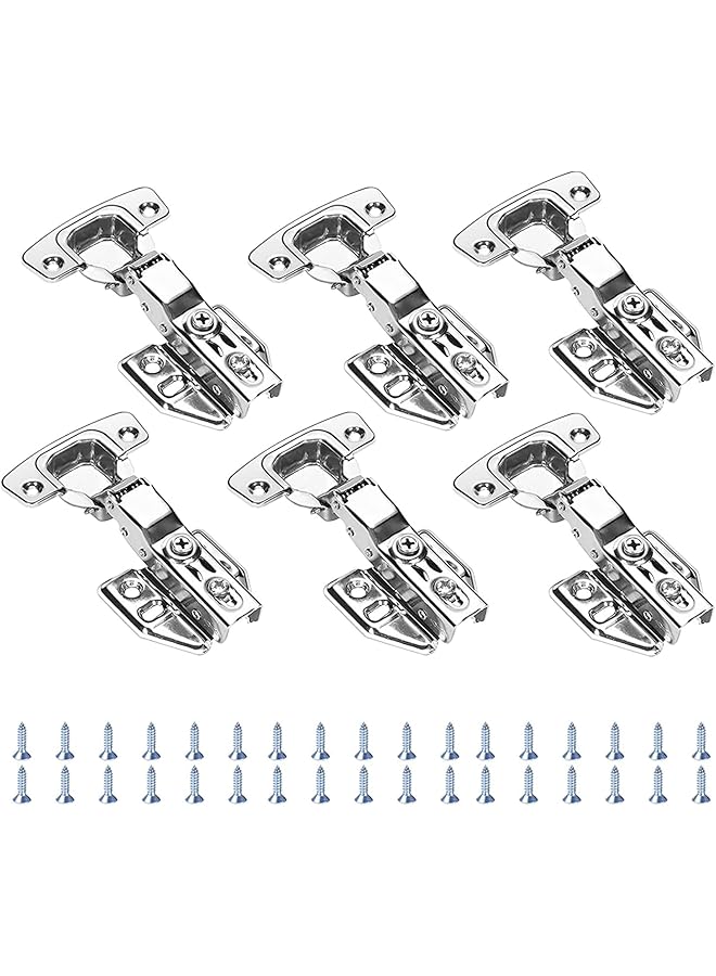 promass 6 Pcs Kitchen Soft Close Cabinet Door Hinges, 1.5mm Stainless Concealed Kitchen Cabinet Hinges Hardware Accessories for Cabinets, Wardrobes and Bookcases, Silver - Image 1