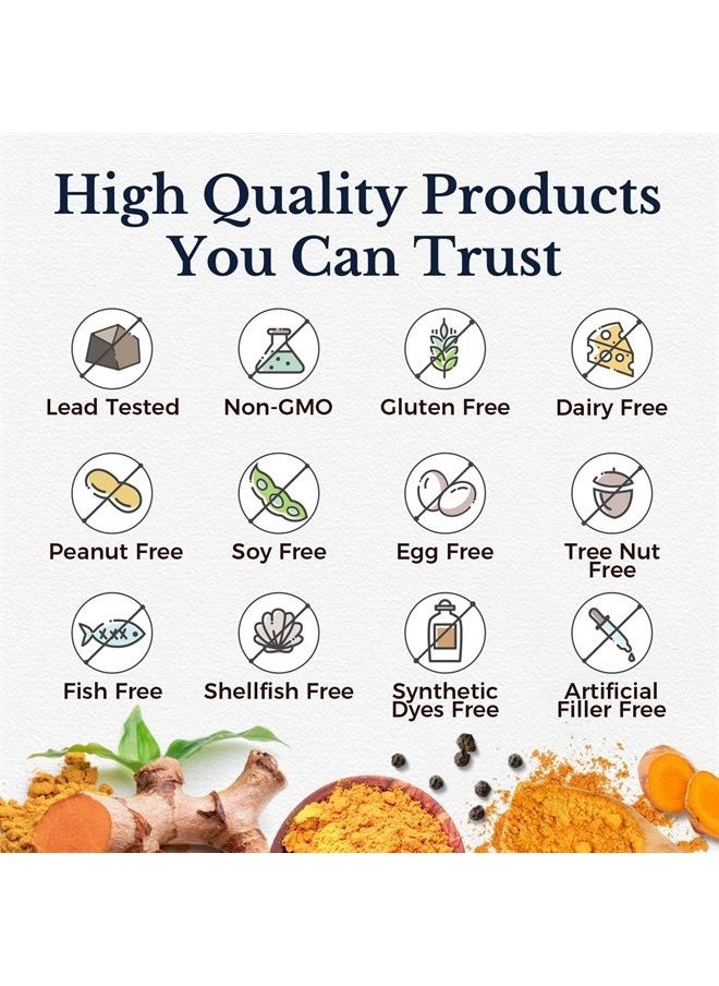 Vitalitown - Organic Turmeric Curcumin Root + Black Pepper, 1800MG, India Grown, 95% Standardized Curcuminoids, Ultra Potency, 2000% Absorption, No Lead or Gluten, Vegan Support, 90 ct - Image 1