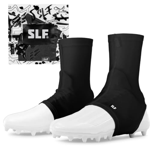 SLEEFS Solid Football Spats Cleat Covers – Compression Cleat Covers for Football Drip, Turf Protection & Style (Black, L/XL) - Image 1