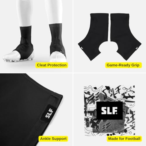 SLEEFS Solid Football Spats Cleat Covers – Compression Cleat Covers for Football Drip, Turf Protection & Style (Black, L/XL) - Image 4
