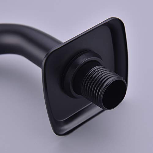 TRUSTMI Curved Shower Arm with Flange, 8-inch S-Shape Stainless Steel Top Shower Head Extension Replacement, Wall Mounted, Matte Black - Image 5