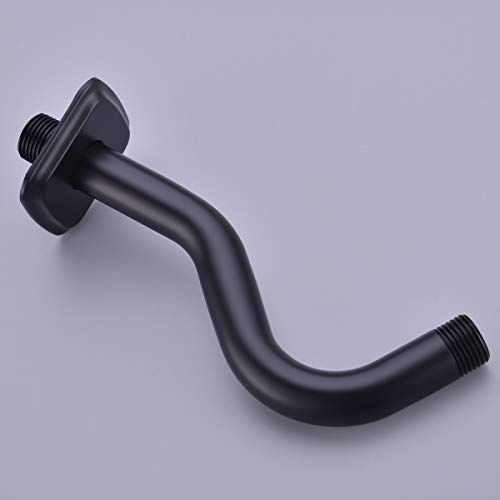 TRUSTMI Curved Shower Arm with Flange, 8-inch S-Shape Stainless Steel Top Shower Head Extension Replacement, Wall Mounted, Matte Black - Image 4