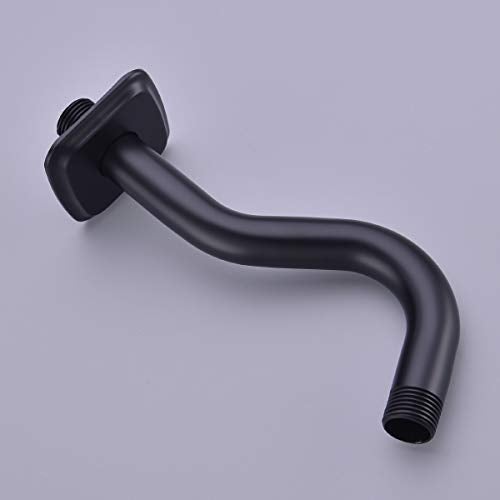 TRUSTMI Curved Shower Arm with Flange, 8-inch S-Shape Stainless Steel Top Shower Head Extension Replacement, Wall Mounted, Matte Black - Image 3