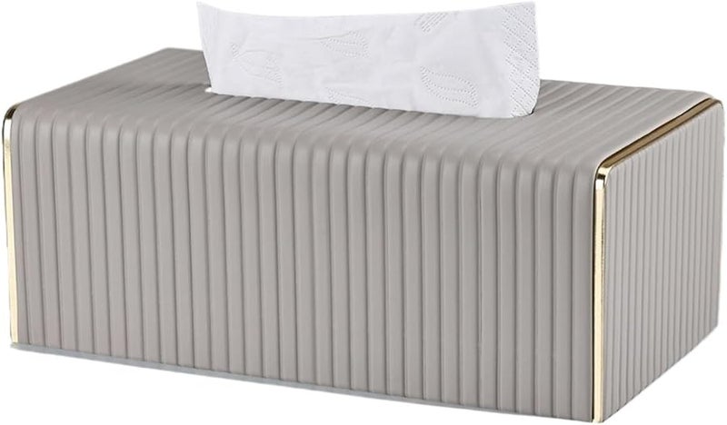 رمادي فاتح مخطط ذهبي صندوق مناديل إبداعي تصميم فندقي لغرفة المعيشة مكتب زخرفة منزلية - Image 1