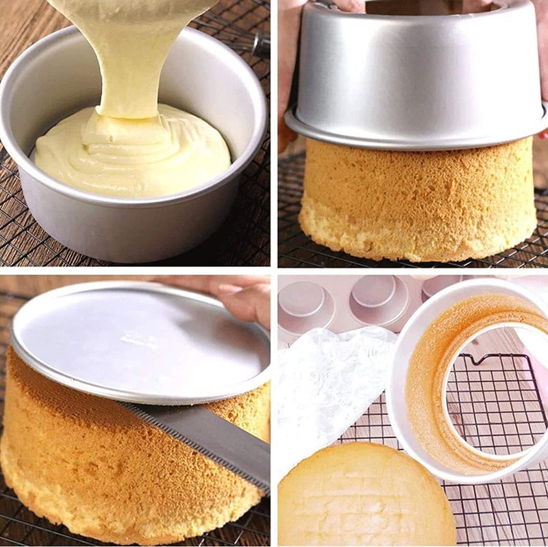 RINKLE TRENDZ Aluminium Round Cake Mould Detachable Base Bottom Cake Pan Removable Base Bottom Cake Tin Loose Base Bottom 8 Inches for Baking upto1 kg - 1000 Grams for Oven - Image 5