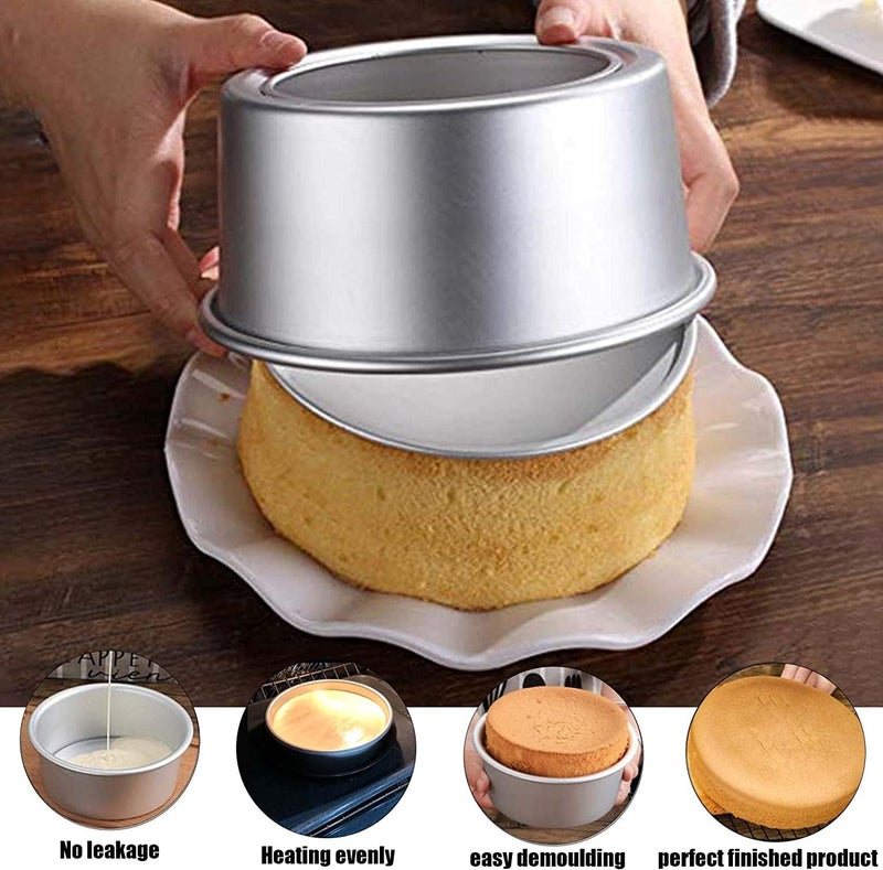 RINKLE TRENDZ Aluminium Round Cake Mould Detachable Base Bottom Cake Pan Removable Base Bottom Cake Tin Loose Base Bottom 8 Inches for Baking upto1 kg - 1000 Grams for Oven - Image 4