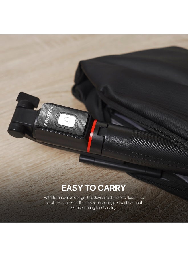 FANTECH Selfie stick tripod, retractable, 360° rotation, wireless remote control, detachable phone holder, lightweight and portable, compatible with iPhone, Samsung, Android, perfect for travel and video blogging - Image 4