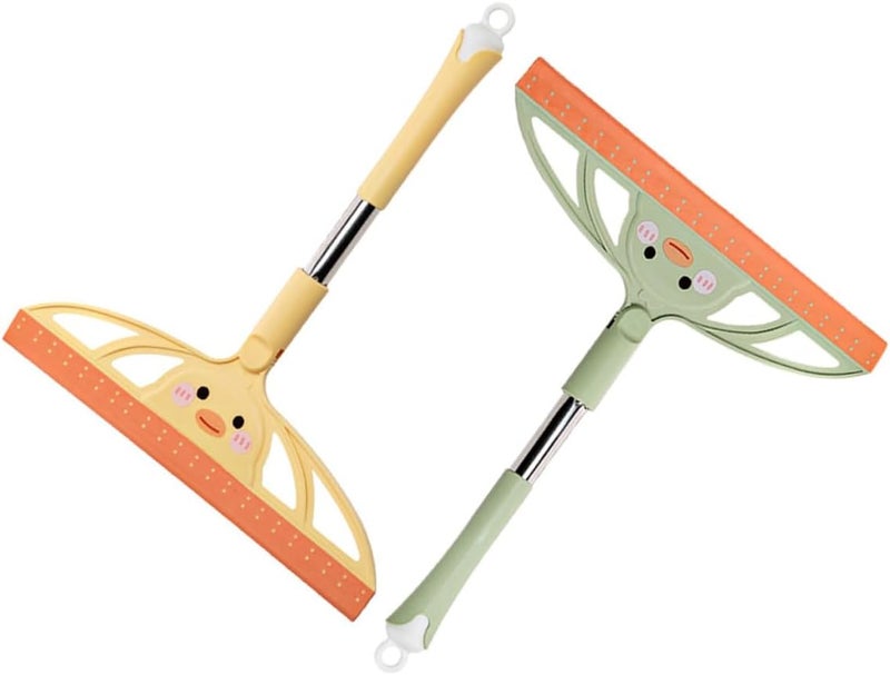2pcs Handheld Squeegee Window and Floor Cleaner for Bathroom Mirrors and Car Windows, Multi-Functional Scraper with Sturdy Blade for Tile, Shower Doors, and Glass Surfaces, Yellow - Image 1