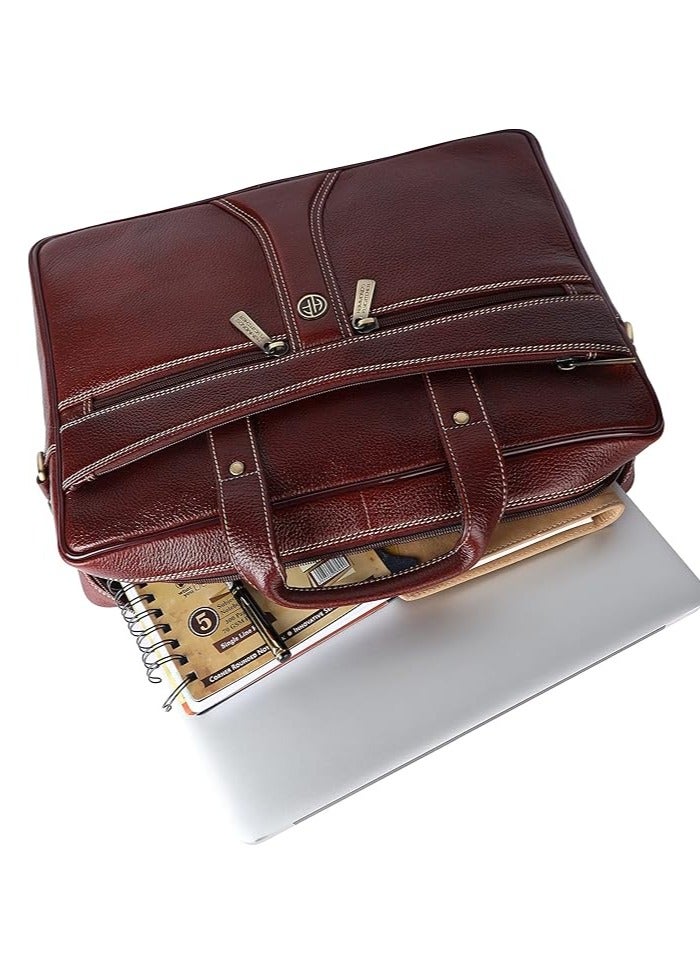 HAMMONDS FLYCATCHER Bombay Brown Leather 15.6 inch Laptop Messenger Bag (L=40,H=29, B=8 cm) LB164BR | 7G27  - Image 4