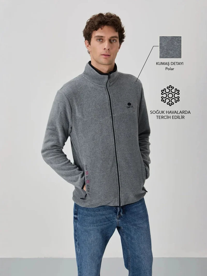 تومي لايف TOMMY Men's Plush Zip-front Sweatshirt