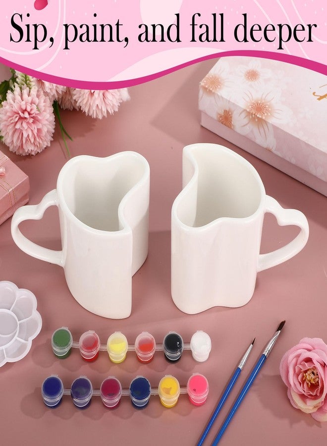 Vesici 16 Pcs Date Night Painting Kit for Couples Sip and Paint Kit for Adults Couples Paint by Numbers 2 Pack Heart Ceramic Couple Mug and Painting Accessories for Date Night, 2 Pack 8" x 12" - Image 4