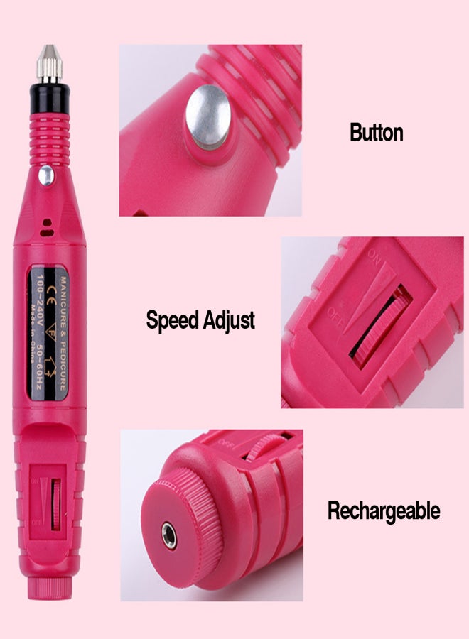 Electric Nail Drill Polish Kit 20000 RPM USB Power Nail Drill Pen Manicure Pedicure Machine with 6 Drill Bits for Home Salon Use - Image 4