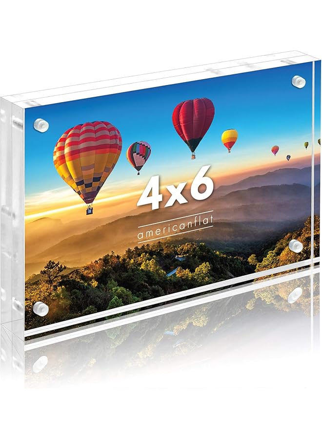 erorex 4X6 Acrylic Picture Frame Double Sided Picture Frame With Magnetic Corners Transparent Acrylic Frame For Desk Or Tabletop Display 4X6 Picture Frame With Microfiber Cloth Included - Image 1