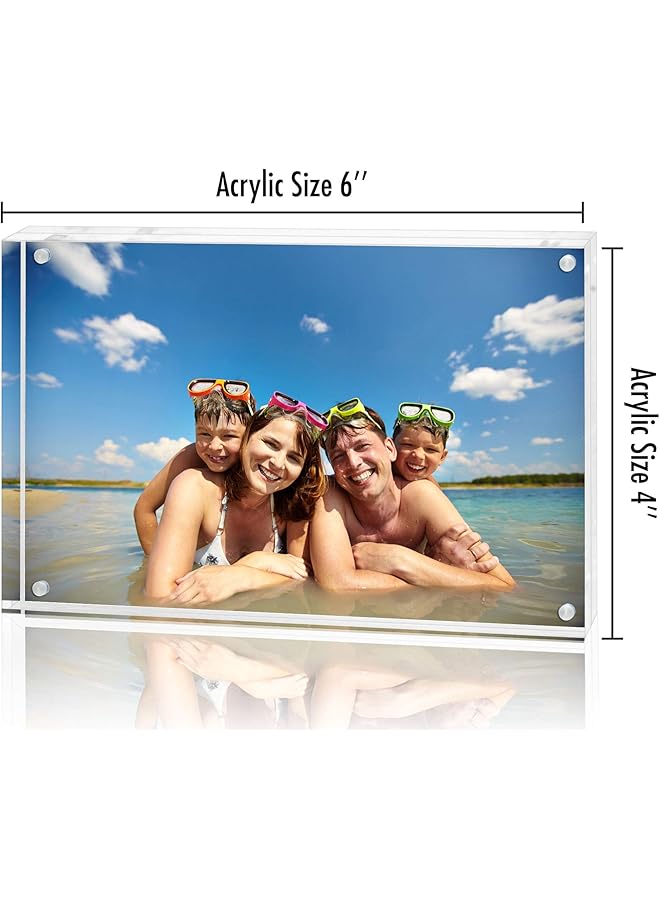 erorex 4X6 Acrylic Picture Frame Double Sided Picture Frame With Magnetic Corners Transparent Acrylic Frame For Desk Or Tabletop Display 4X6 Picture Frame With Microfiber Cloth Included - Image 2