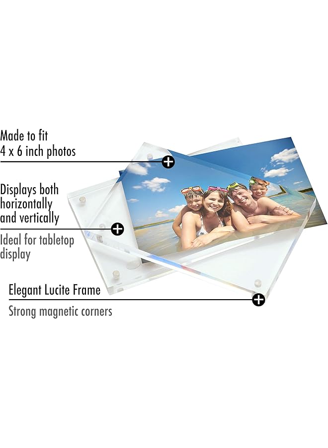 erorex 4X6 Acrylic Picture Frame Double Sided Picture Frame With Magnetic Corners Transparent Acrylic Frame For Desk Or Tabletop Display 4X6 Picture Frame With Microfiber Cloth Included - Image 3