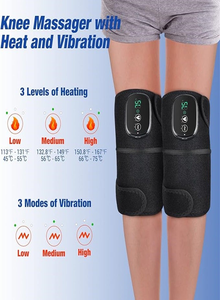 Electric Heating Therapy Knee, Massager Shoulder Therapy Leg, Arthritis Elbow Pain Relief Warming Knee Pain Brace Massage 3 Heating Modes (2 Pieces) - Image 4