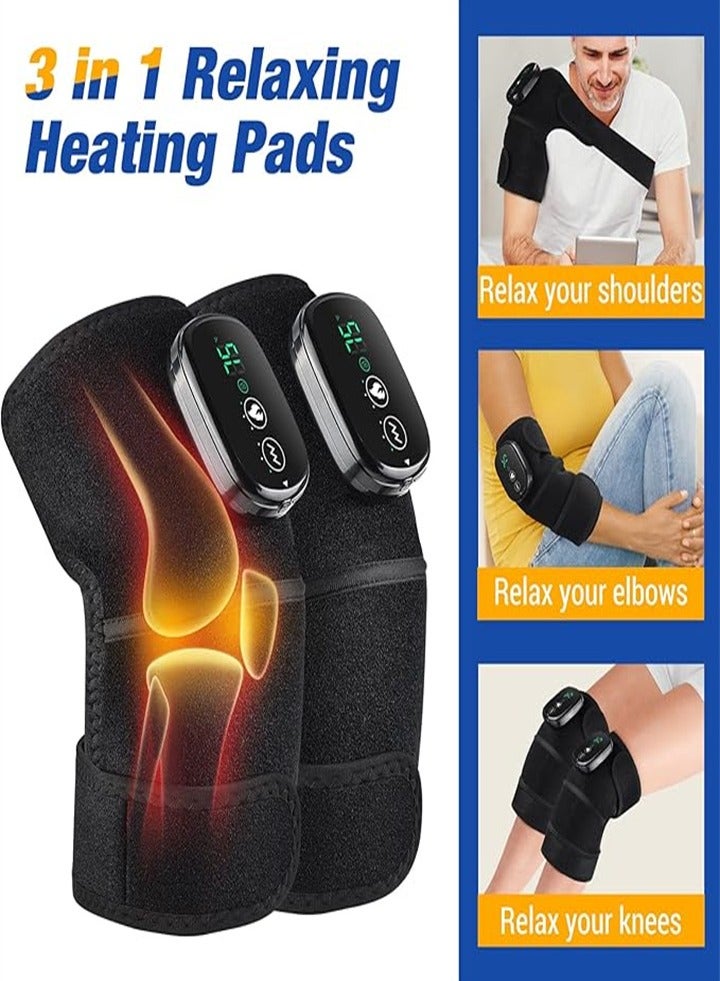 Electric Heating Therapy Knee, Massager Shoulder Therapy Leg, Arthritis Elbow Pain Relief Warming Knee Pain Brace Massage 3 Heating Modes (2 Pieces) - Image 3