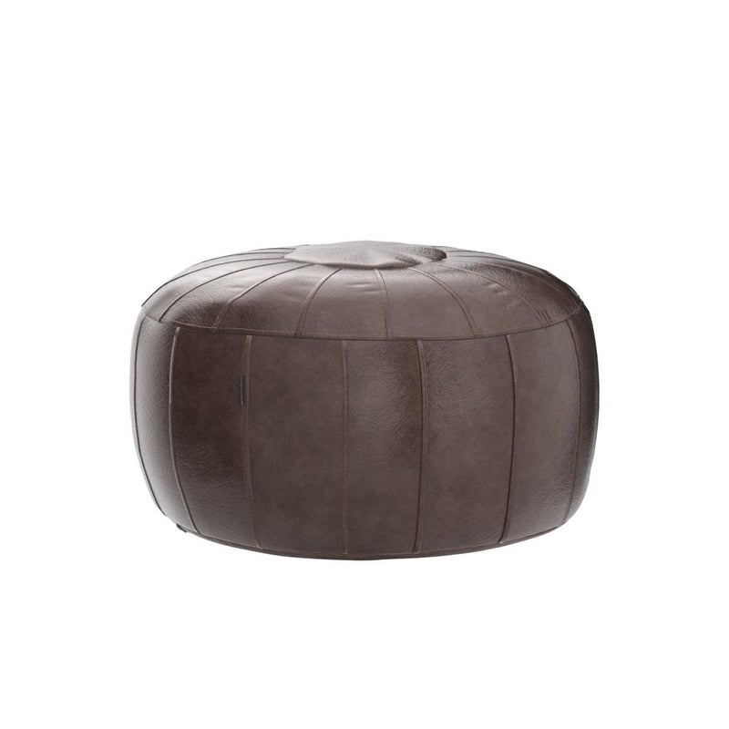 Thgonwid Unstuffed Moroccan Storage Pouf Foot Stool Ottoman Seat Handmade Faux Leather Bean Bag Floor Chair Foot Rest for Living Room, Bedroom or Balcony (Deep Coffee) - Image 4