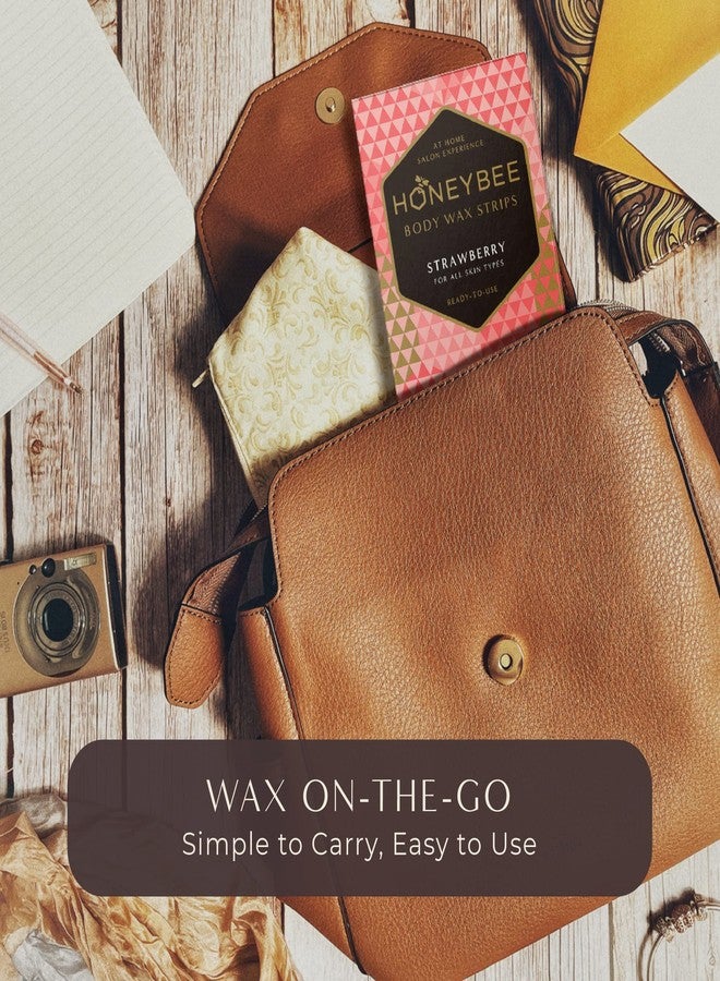 Honeybee Body Wax Strips| Waxing Strips for Women and Men| Hair Removal for All Skin| 8 Strips, 2 After Care Wipes (Strawberry) - Image 2