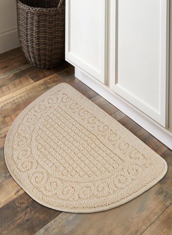 Echaprey Half Round Non-Slip Kitchen Bathroom Toilet Doormat Floor Rug Mat Keeps Your Floors Clean Home Decor (Large, Camel) - Image 3