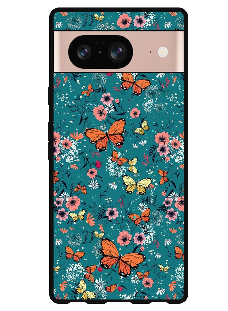 Theodor Protective Case Anti Scratch Shock Proof Bumper Cover For Google Pixel 8 Butterfly Flowers - Image 1