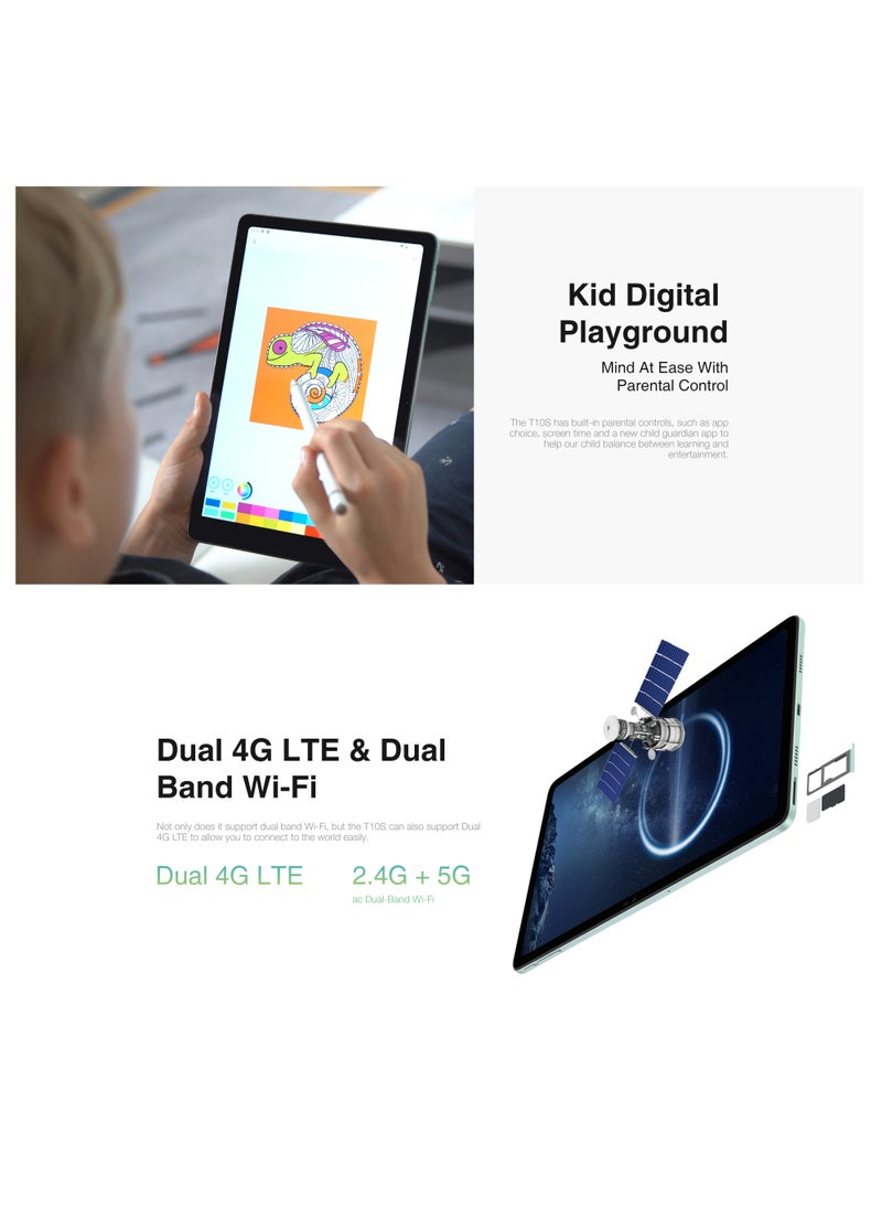 Doogee - T10S Smart Tablet 10.1-Inch FHD Display TUV Low Bluelight Android 13 Octa-Core Processor 128GB ROM 11GB(6+5) RAM 8+5MP Camera Dual SIM 4G Network 6600mAh Battery - Image 1