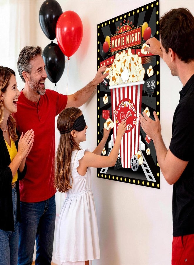 Atiloy Movie Night Party Pin the Popcorn on the Box Large Popcorn Game Poster with 24 Popcorns Stickers Movie Night Supplies for Kids Birthday Party Movie Theater Carnival Activities Supplies - Image 5