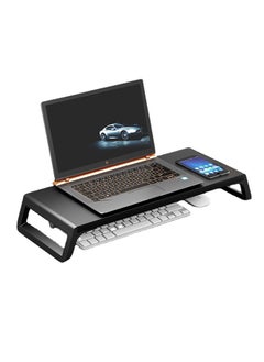 FlashHawk Monitor Stand,Computer Screen Riser for PC, Printer, Laptop,Ergonomic Wooden Computer Stand with Storage Organizer for Home Office,Black  - Image 1