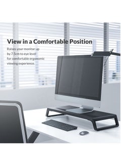 FlashHawk Monitor Stand,Computer Screen Riser for PC, Printer, Laptop,Ergonomic Wooden Computer Stand with Storage Organizer for Home Office,Black  - Image 3