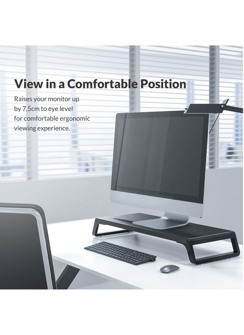 FlashHawk Monitor Stand,Computer Screen Riser for PC, Printer, Laptop,Ergonomic Wooden Computer Stand with Storage Organizer for Home Office,Black  - Image 3