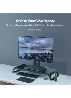 FlashHawk Monitor Stand,Computer Screen Riser for PC, Printer, Laptop,Ergonomic Wooden Computer Stand with Storage Organizer for Home Office,Black  - Image 2