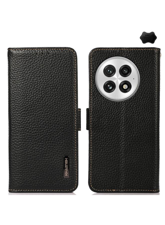S-TOP Case For OnePlus 13 KHAZNEH Side-Magnetic Litchi Genuine Leather RFID Phone Case - Image 1