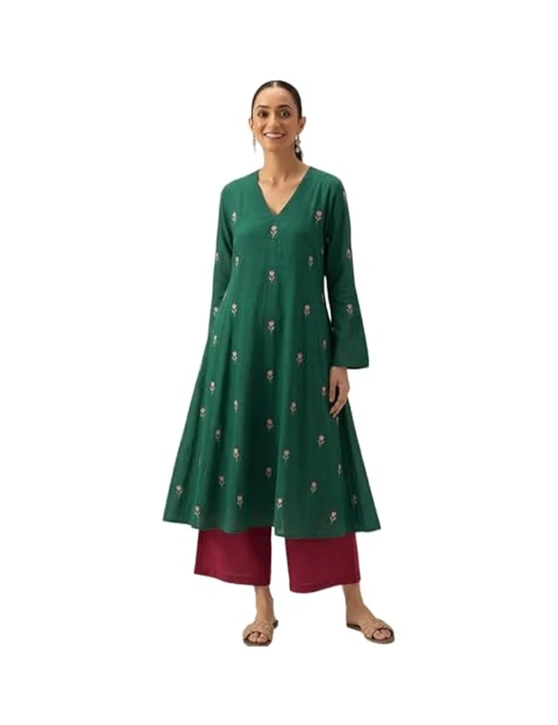 Gosriki GoSriKi Women's Viscose Printed A-Line Kurta with Palazzo for Women