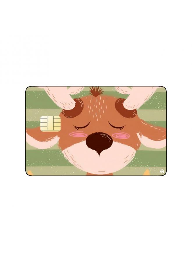 RKN PRINTED BANK CARD STICKER Cute Reindeer Drawing With Stars - Image 1
