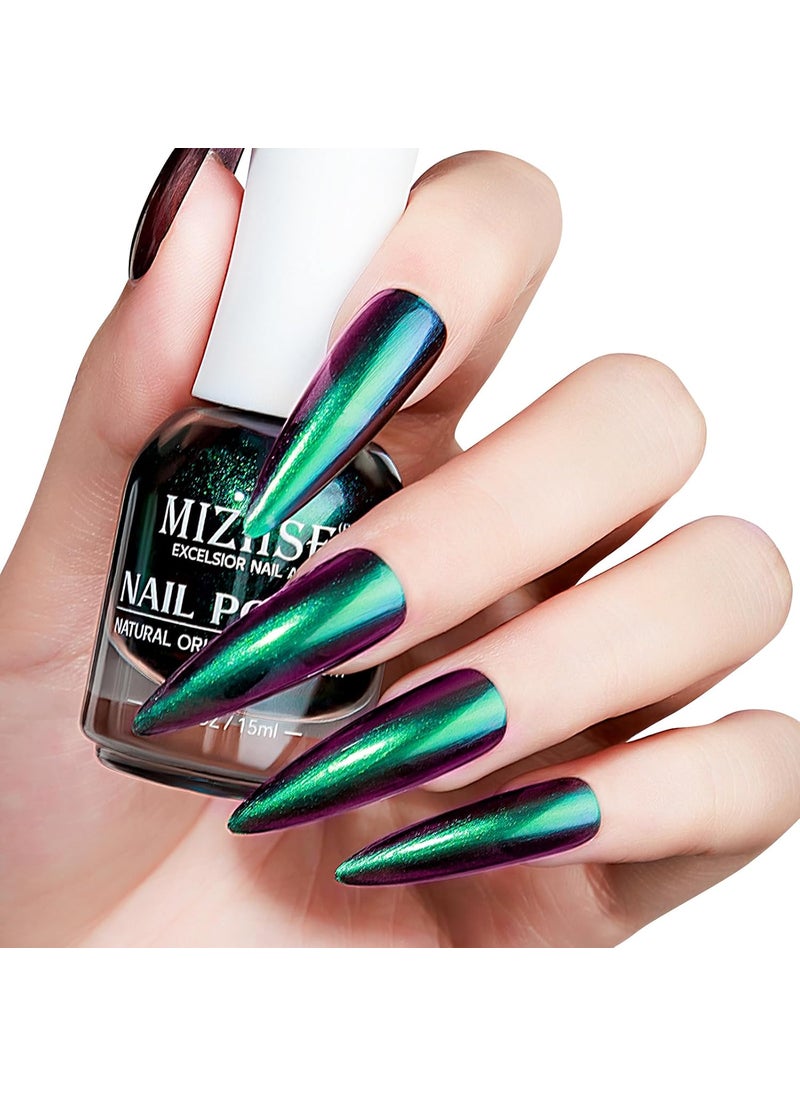MIZHSE MIZHSE Chameleon Nail Polish, Green Nail Polish Air Dry Fast, 15ml/0.5 fl oz High Glossy Shiny Nail Pigment Color Shifting Nail Art Salon Manicure Home 