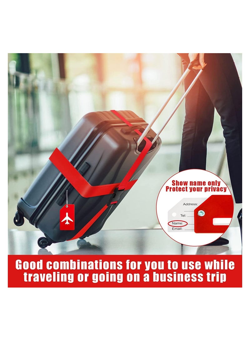 NNEWVANTE 2 Pack Luggage Strap Set Adjustable Luggage Strap Silicone Luggage Tag with Name ID for Luggage (Red) - Image 5
