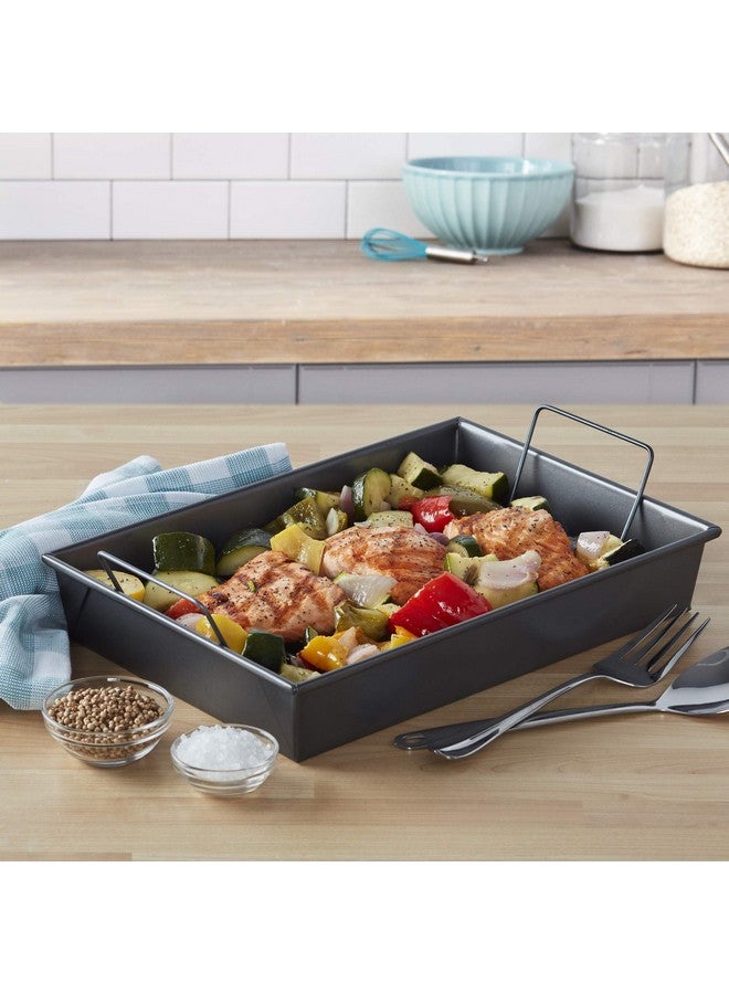 شيكاغو ميتالك مقلاة تحميص احترافية من شيكاغو ميتاليك 16947 مع رف غير لاصق، 13 بوصة × 9 بوصة، لون رمادي - Image 3