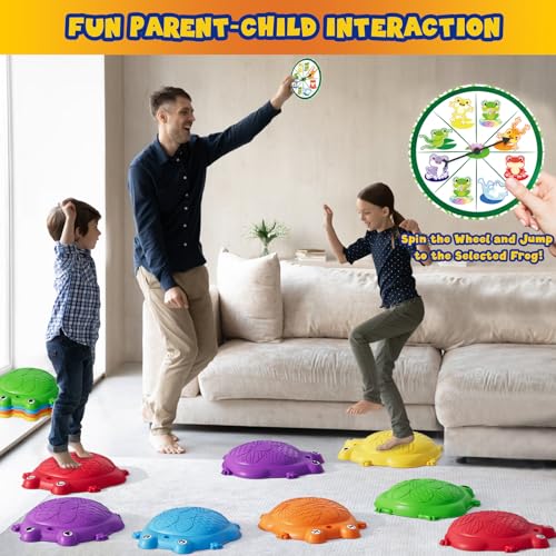HYES Stepping Stones for Kids 12PCS NonSlip Balance Steps Stones for Toddler 13 Obstacle Courses Sensory Toys Coordination Game Gift for Boys Girls Indoor Outdoor Play Ages 35 - Image 5
