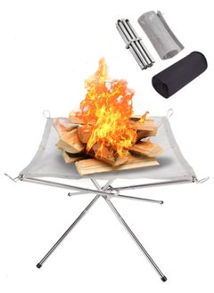 Folding Campfire Rack Portable Fire Pit for Camping Fire Bowl  25x10x10cm Foldable Stainless Steel Outdoor Wood Burning