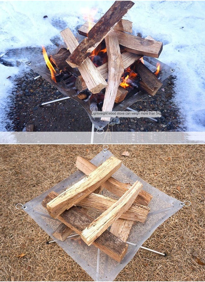 Generic - Folding Campfire Rack Portable Fire Pit for Camping Fire Bowl  25x10x10cm Foldable Stainless Steel Outdoor Wood Burning - Image 1