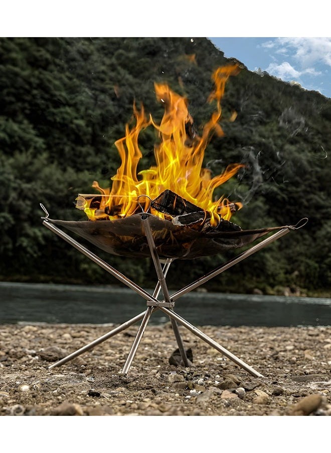 Generic - Folding Campfire Rack Portable Fire Pit for Camping Fire Bowl  25x10x10cm Foldable Stainless Steel Outdoor Wood Burning - Image 1
