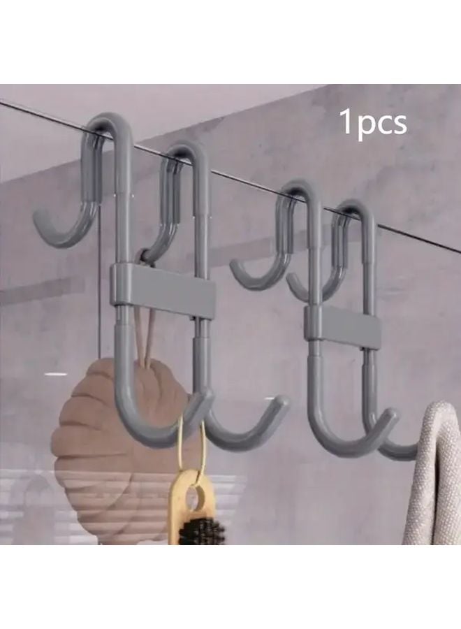 Gray S Shaped Shower Door Hook No Drill Space Saving Bathroom Organizer Strong Load Bearing - Image 2