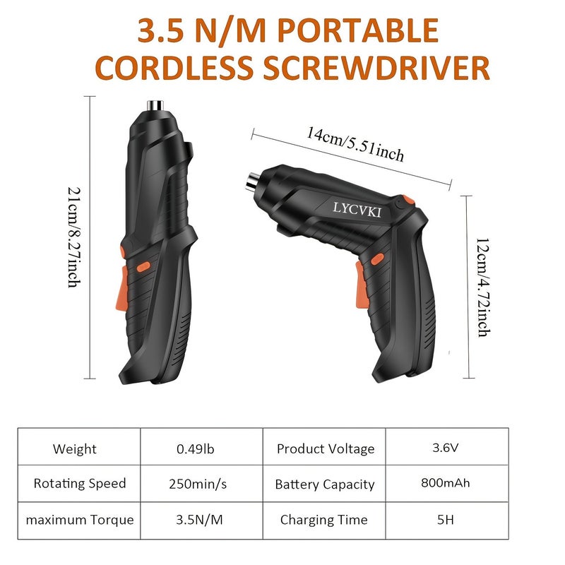 14pcs 46pcs Electric Screwdriver Set Portable Handheld Cordless Screwdriver Bits USB Rechargeable Lithium Battery Compact Home Repair Multitool Kit For Screw Fastening And Removal - Image 2