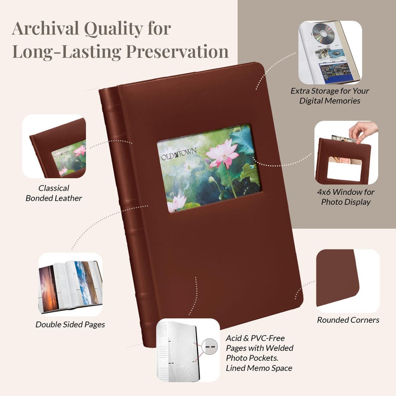 Old Town 2-Pack Bonded Leather Photo Albums  Photo Album 5x7 & 4x6 Slots  Brown - Image 3