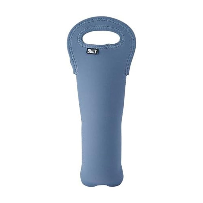 BUILT One Bottle Wine Tote Stain Tear and Water Resistant Insulated Bag For Protecting Wine Bottle While Carrying Pacific Blue