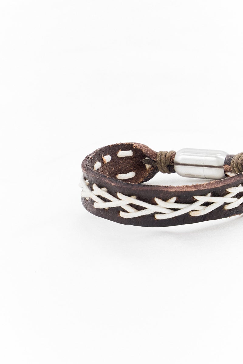 Steeltime Men Leather String Bracelet, Brown  - Image 4